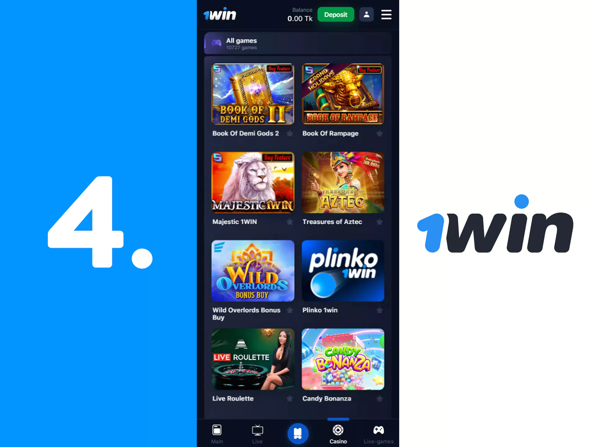 Choose a game you want to play in WowBet.
