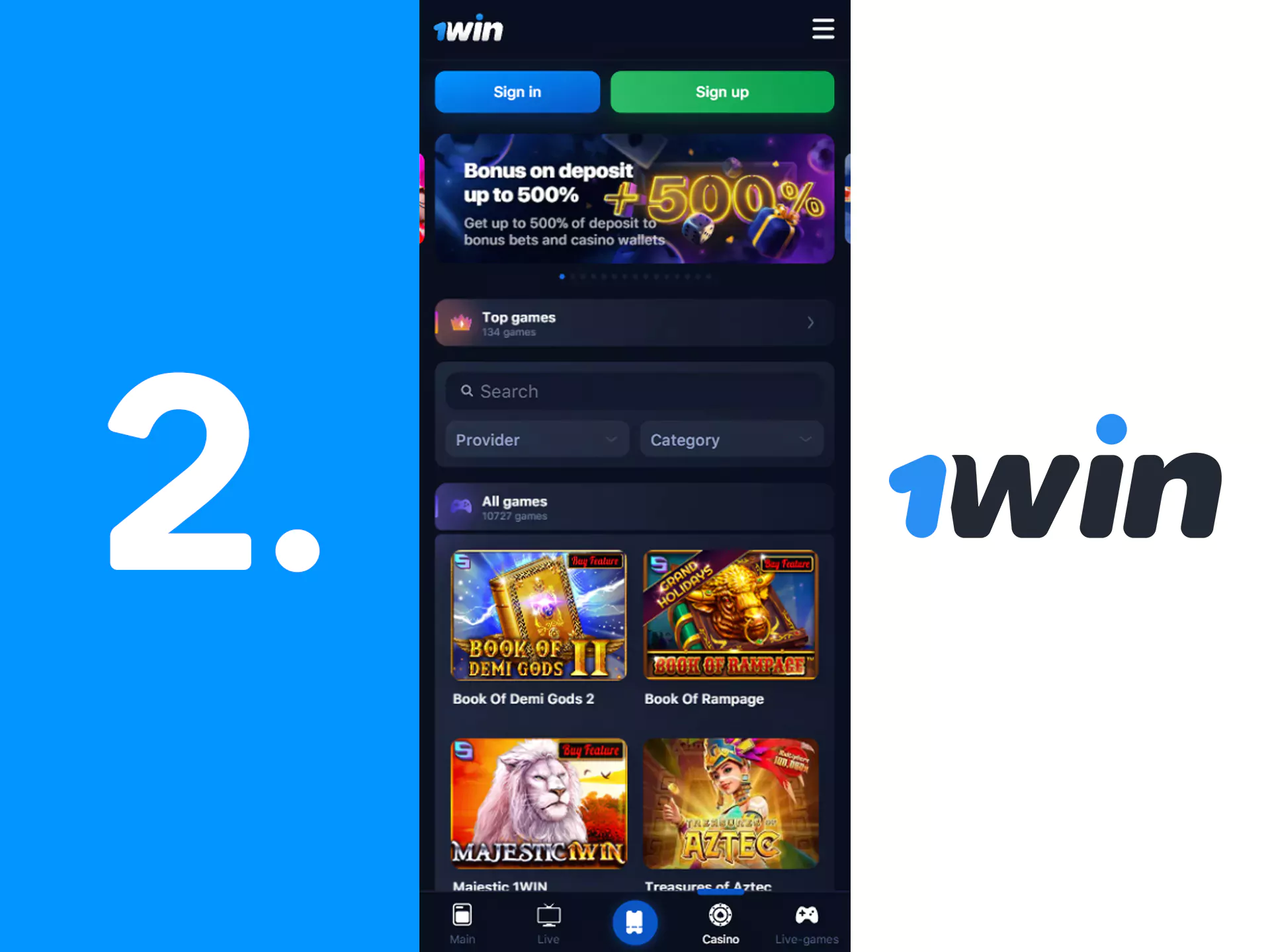 Go to the WowBet casino section to start playing.