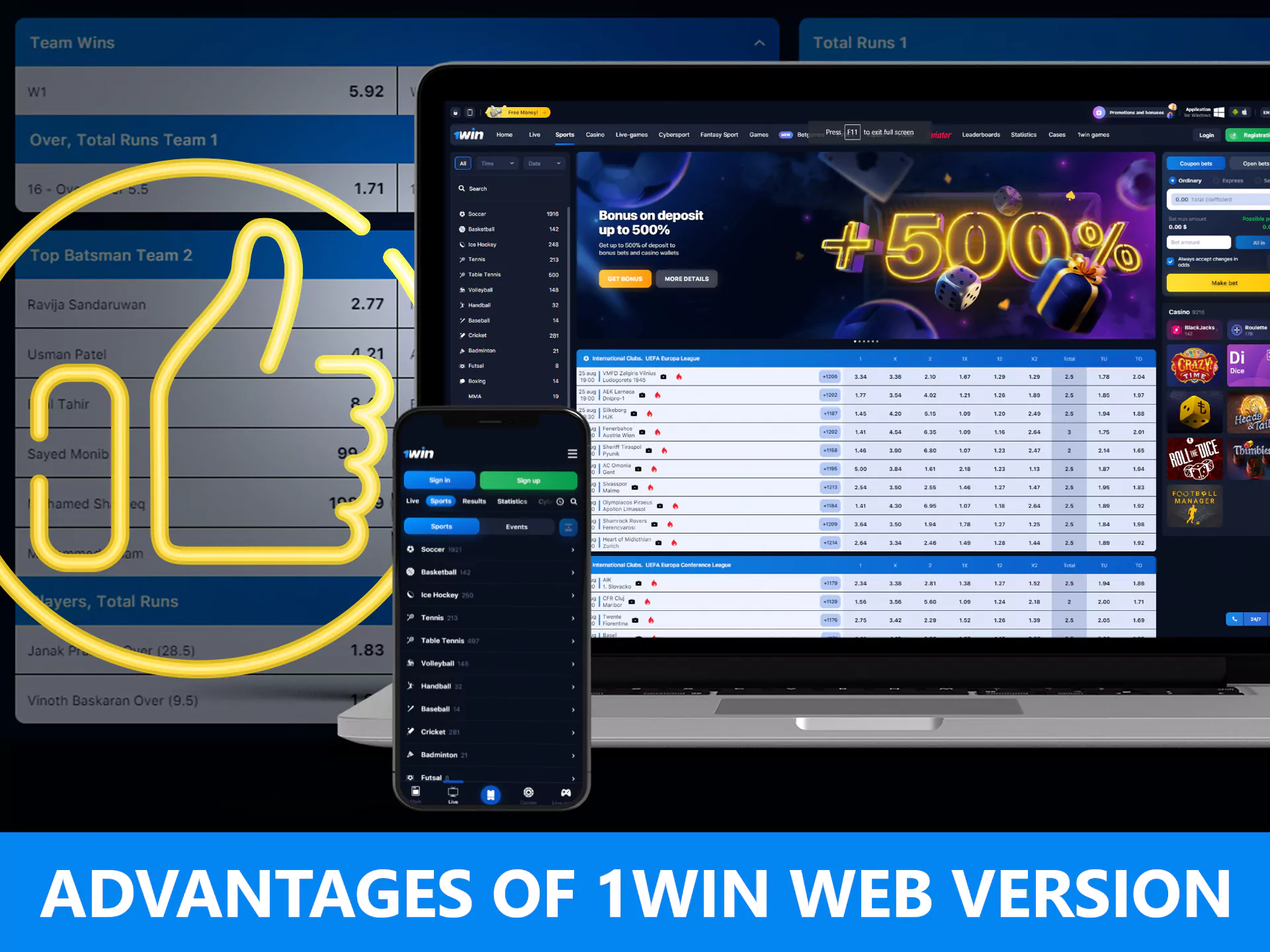 On the WowBet website, you can place bets and play casino games without installing any clients.