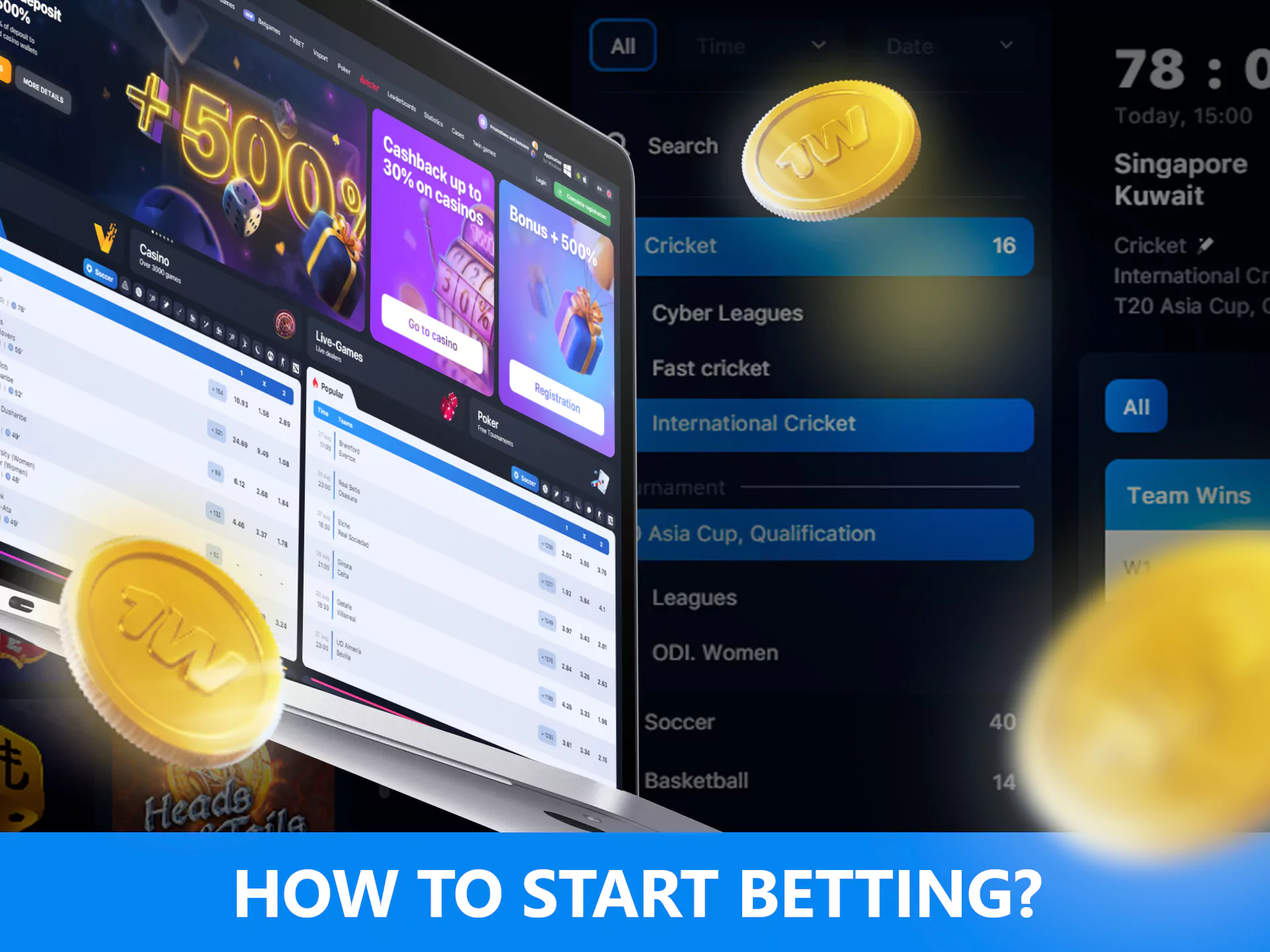 To start betting, you should sign up or log in to the WowBet account.