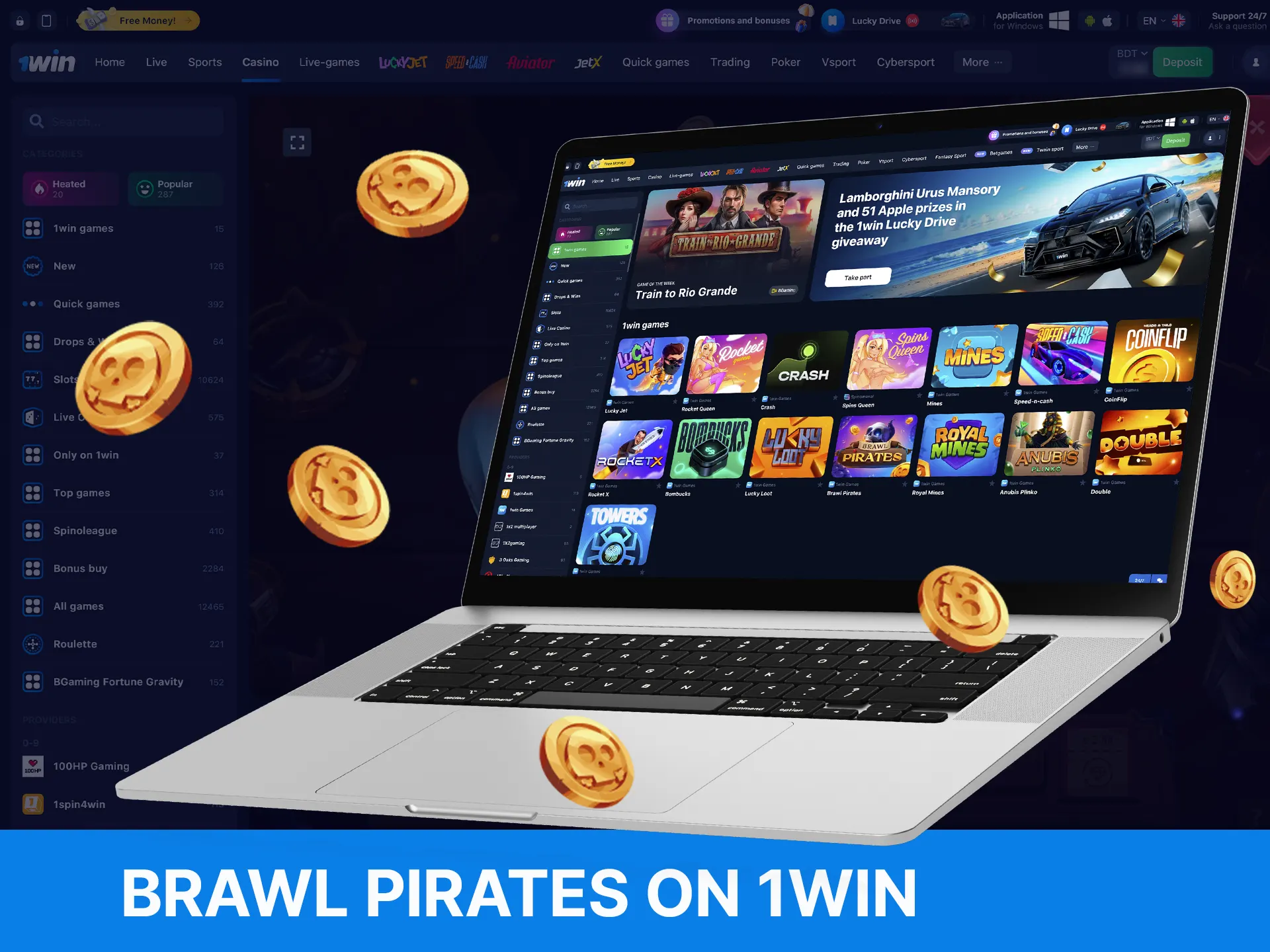How to find Brawl Pirates game on the WOWBet website.