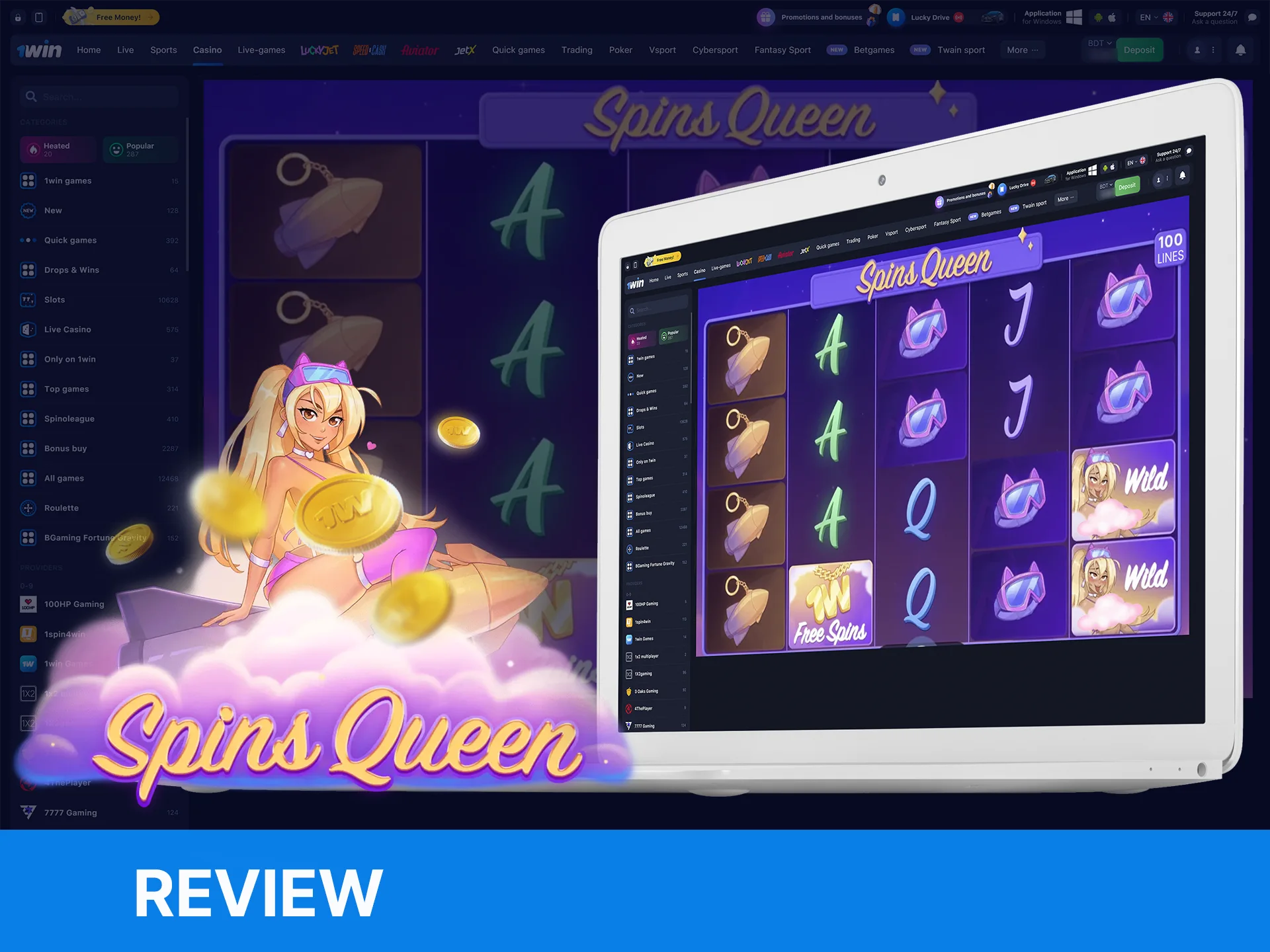 Interesting information about the Spins Queen game from WOWBet Casino.