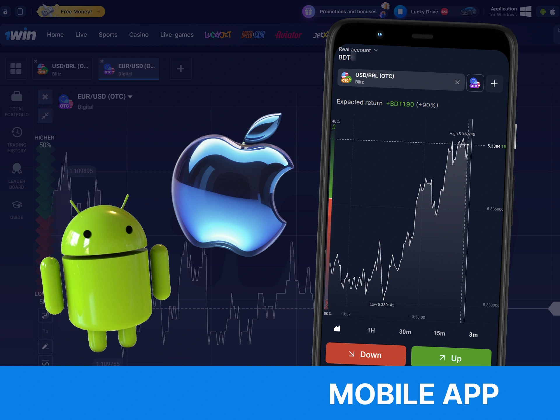 You can enjoy WOWBet Trading through the mobile app.